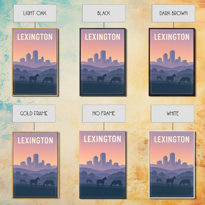 Lexington Kentucky Travel Poster, Framed Canvas Print, Classic Travel Poster Art, Lexington Art Print, Travel Wall Art, City Illustration