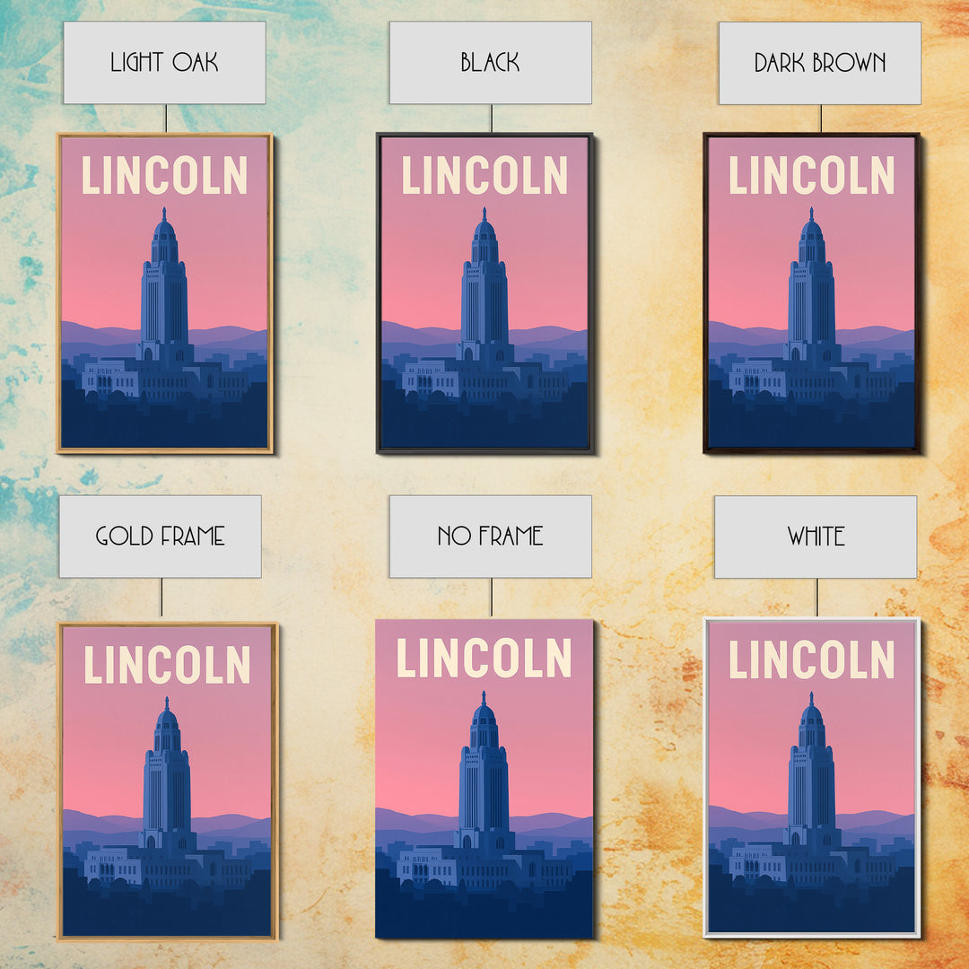 Lincoln Nebraska Travel Poster, Canvas Print, Mid Century City Wall Art, Lincoln Poster Print, City Travel Prints, Art Print, Wall Decor