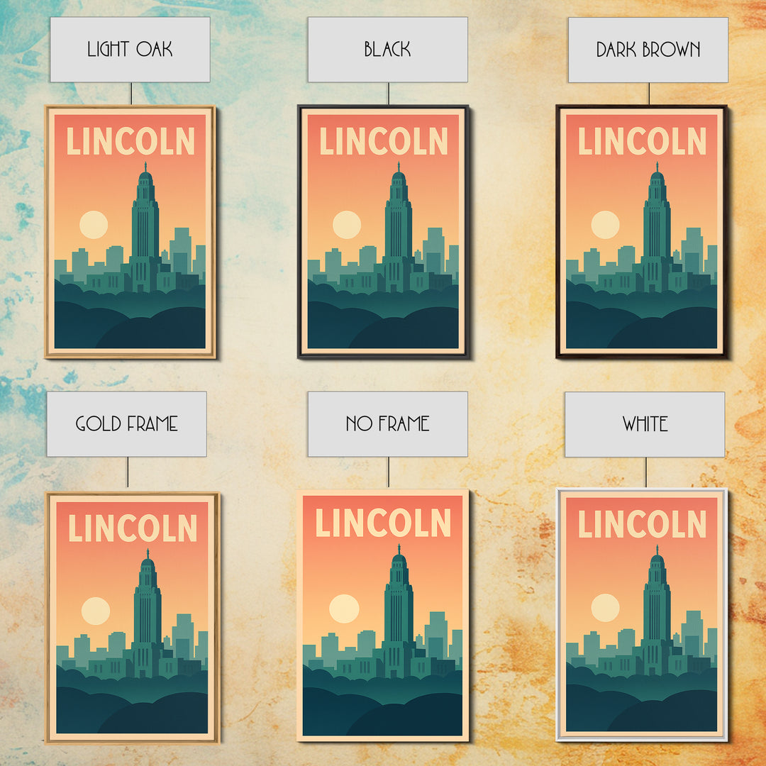 Lincoln Travel Poster, Canvas Print, Classic Travel Poster Art, Lincoln Travel Art, Gift For Travelers, City Art Print, Mid Century Wall Art