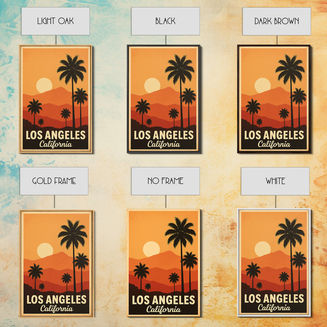 Los Angeles Travel Poster, Canvas Print, Mid Century City Wall Art, Los Angeles City Art, Retro Travel Print, Fine Art Print, Wall Art