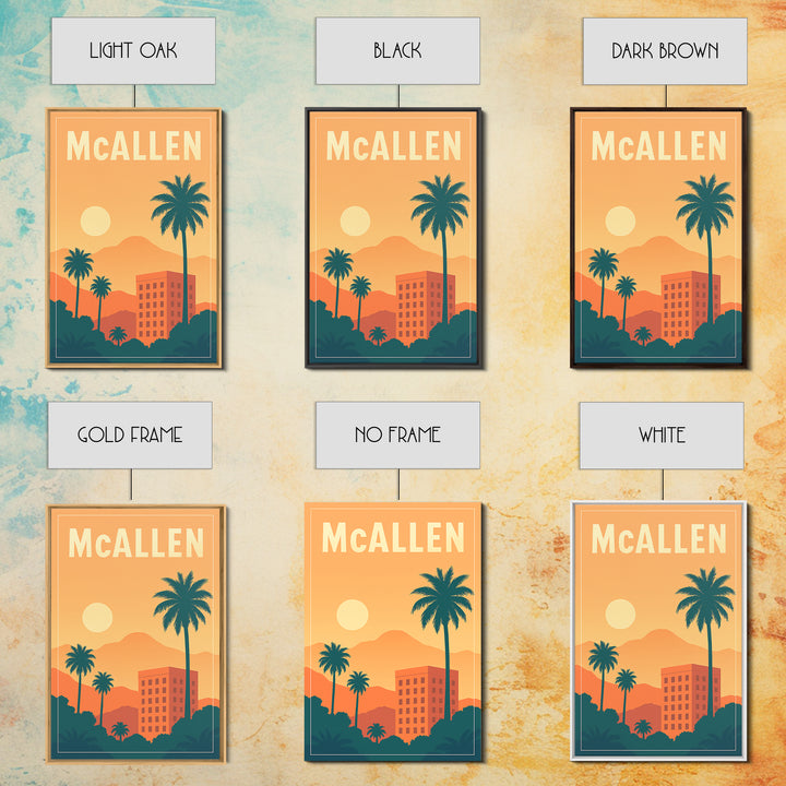 Mcallen Travel Poster, Framed Canvas Print, Mid Century City Wall Art, Mcallen Art Print, Mid Century Wall Art, Gift For Travelers