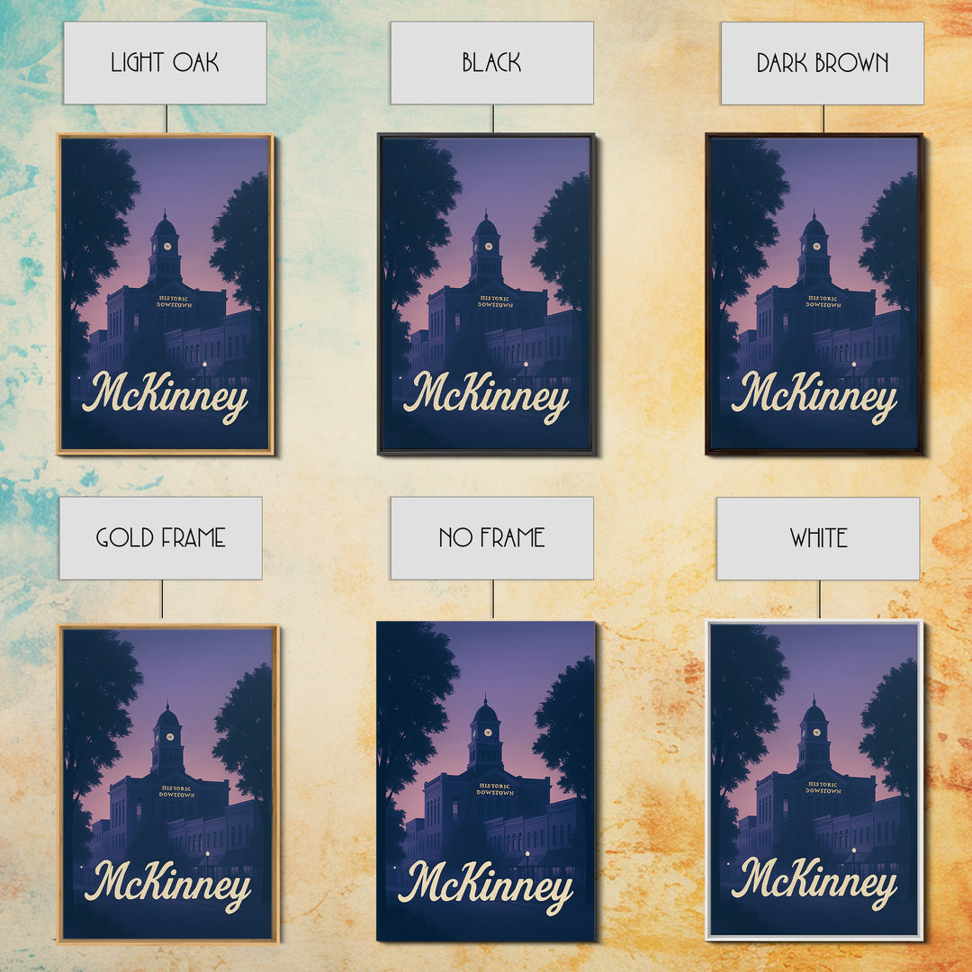 Mckinney Travel Poster, Framed Canvas Print, Classic Travel Poster Art, Mckinney City Art, Vintage City Poster, Retro Travel Print