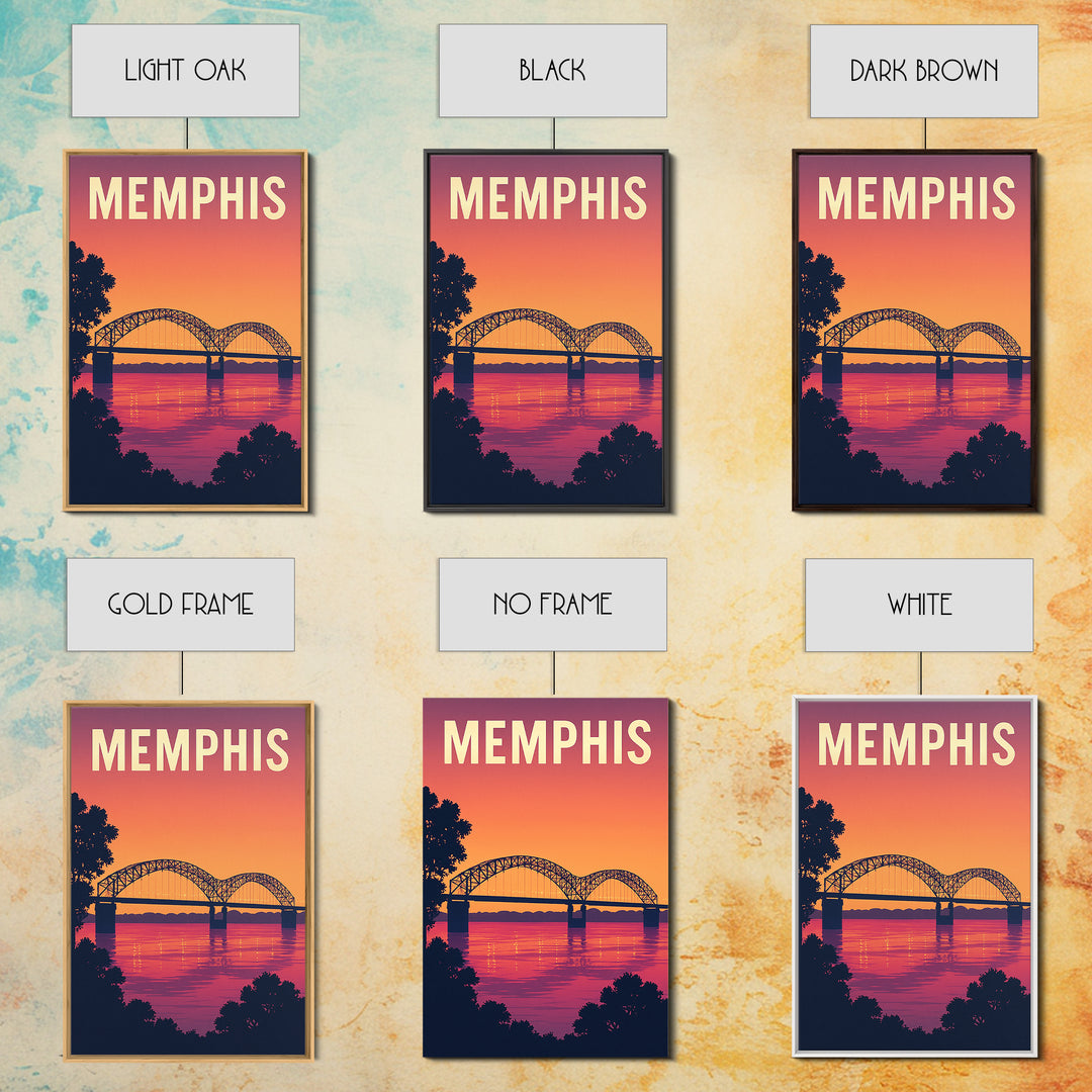 Memphis Tennessee Travel Poster, Framed Canvas Print, Vintage Travel Poster Art, Memphis Travel Art, Retro Travel Print, Fine Art Print