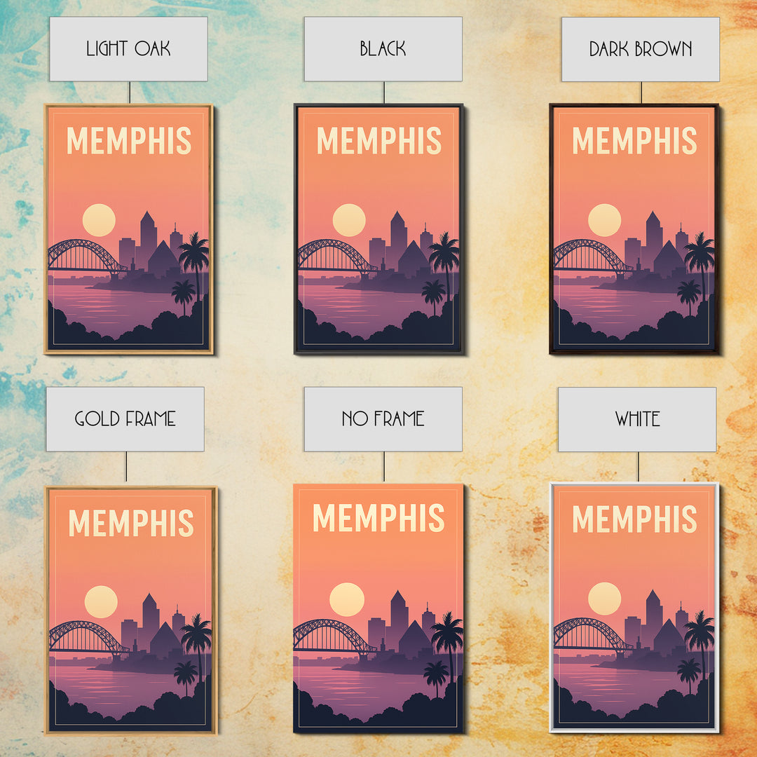 Memphis Travel Poster, Framed Canvas Print, Mid Century City Wall Art, Memphis Art Print, Home Office Decor, Fine Art Print, Poster Art