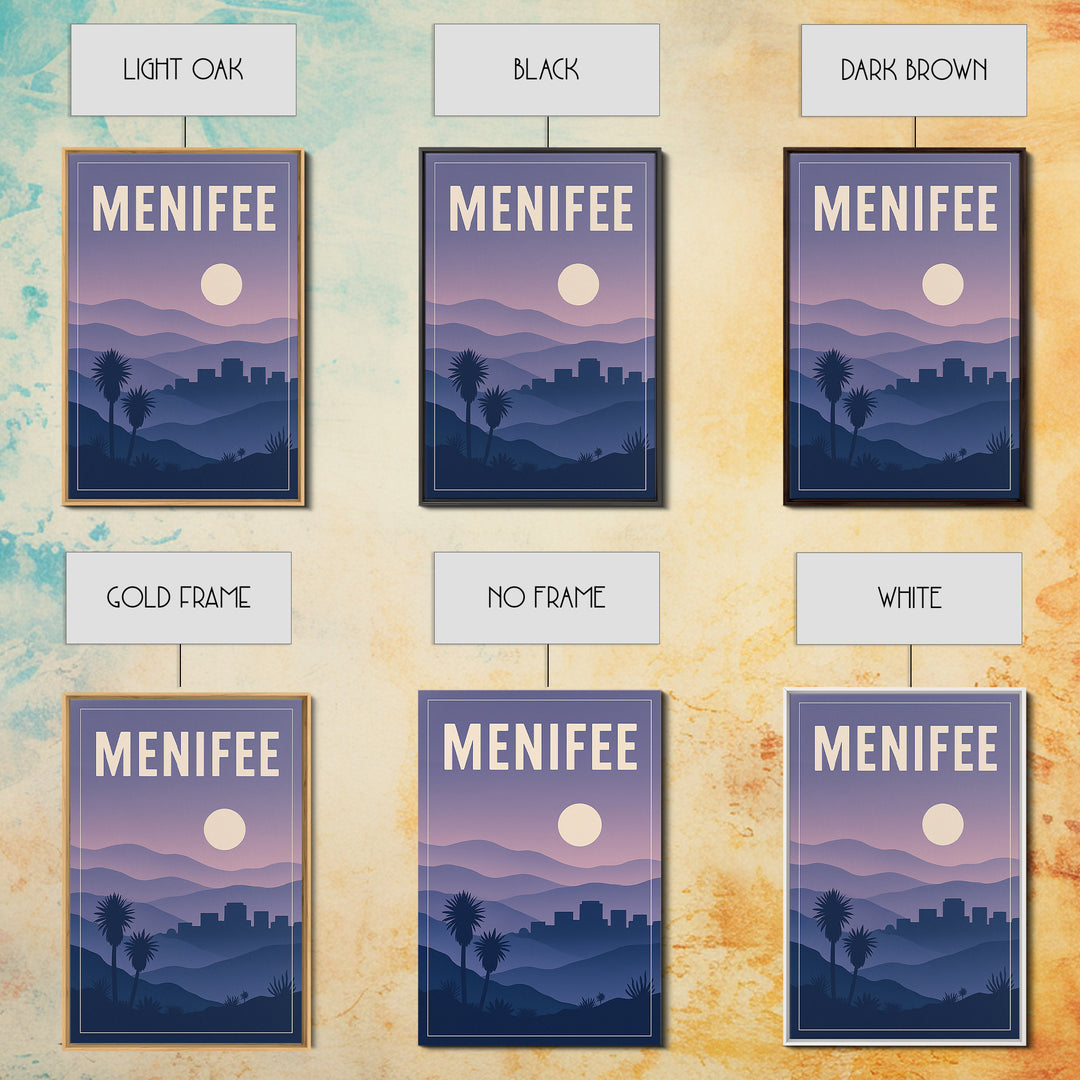 Menifee California Travel Poster, Canvas Print, Mid Century City Wall Art, Menifee Wall Art, City Art Print, Gift For Travelers, Travel Art