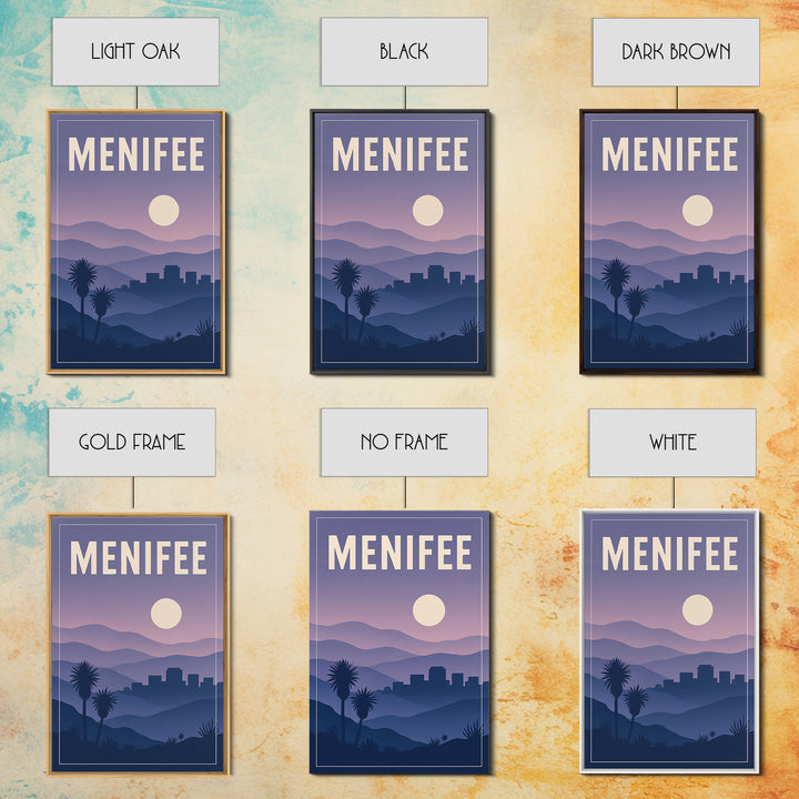 Menifee California Travel Poster, Canvas Print, Mid Century City Wall Art, Menifee Wall Art, City Art Print, Gift For Travelers, Travel Art
