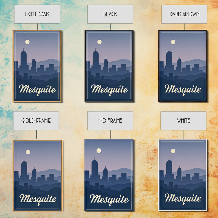 Mesquite Travel Poster, Framed Canvas Print, Mid Century City Wall Art, Mesquite Poster Print, Travel Poster Set, Home Office Decor