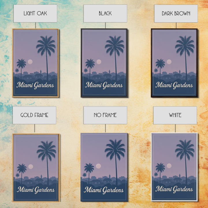 Miami Gardens Travel Poster, Canvas Print, Vintage Travel Poster Art, Miami Gardens Art Print, Living Room Wall Art, Travel Wall Art