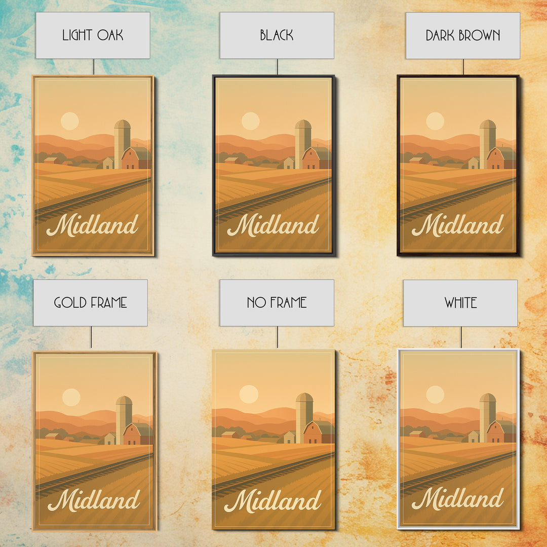 Midland Texas Travel Poster, Framed Canvas Print, Classic Travel Poster Art, Midland Wall Art, Travel Wall Art, Gift For Travelers