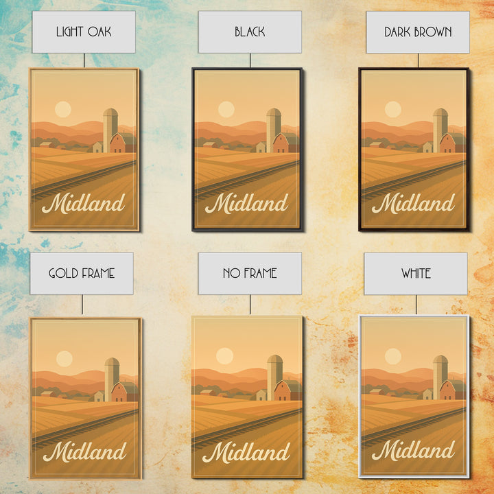 Midland Texas Travel Poster, Framed Canvas Print, Classic Travel Poster Art, Midland Wall Art, Travel Wall Art, Gift For Travelers