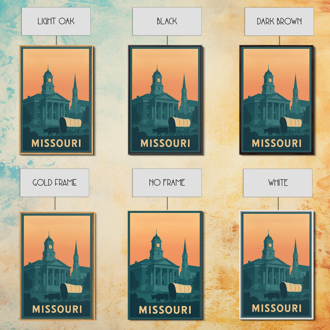 Missouri Travel Poster, Framed Canvas Print, Classic Travel Poster Art, Missouri Travel Art, Vintage City Poster, City Travel Prints