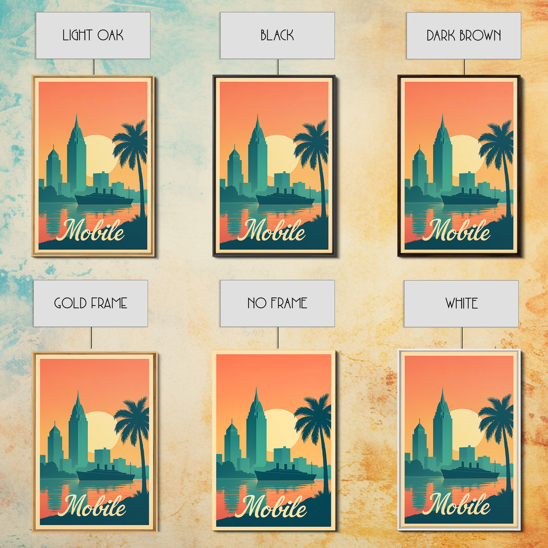 Mobile Alabama Travel Poster, Framed Canvas Print, Classic Travel Poster Art, Mobile Poster Print, Gift For Travelers, Travel Wall Decor