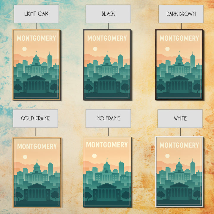 Montgomery Travel Poster, Canvas Print, Mid Century City Wall Art, Montgomery City Art, Mid Century Wall Art, Gift For Travelers