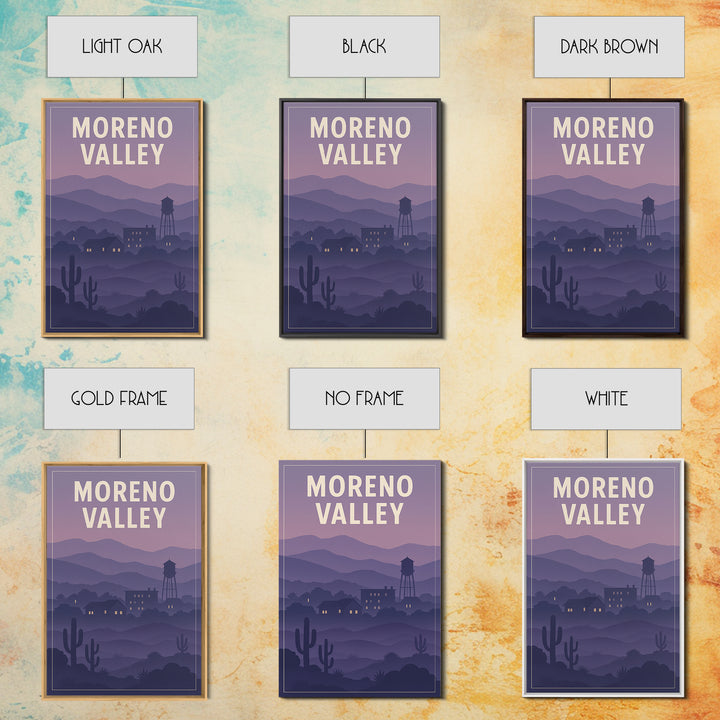 Moreno Valley California Travel Poster, Canvas Print, Retro Sunset Skyline Art, Moreno Valley Art Print, Wanderlust Decor, City Art Print