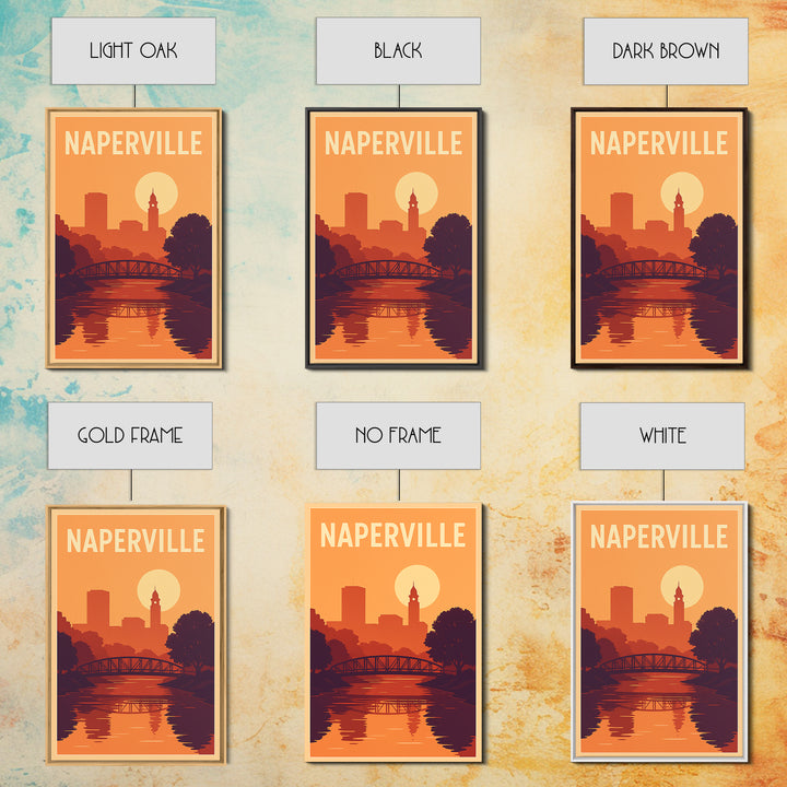 Naperville Travel Poster, Canvas Print, Mid Century City Wall Art, Naperville Poster Print, Retro Travel Print, Home Office Decor