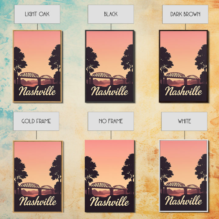 Nashville Tennessee Travel Poster, Canvas Print, Vintage Travel Poster Art, Nashville City Art, Vintage Travel Art, Living Room Wall Art