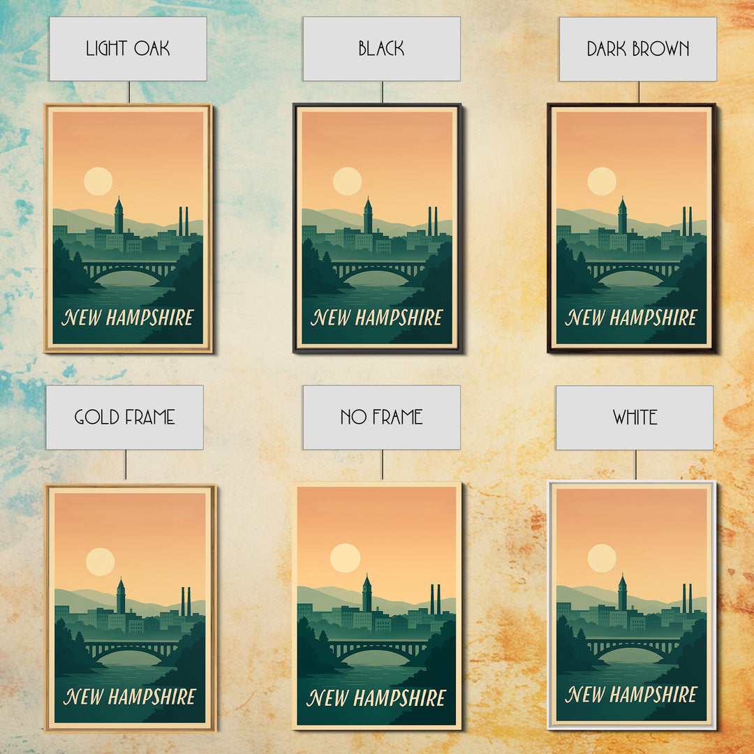 New Hampshire Travel Poster, Canvas Print, Mid Century City Wall Art, New Hampshire Poster Print, City Art Print, Travel Poster Set