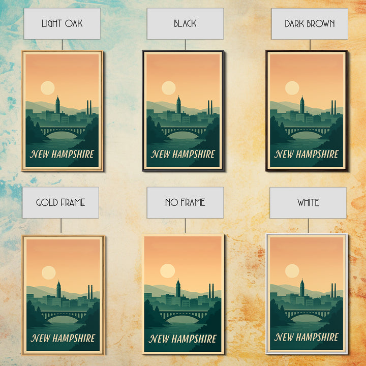 New Hampshire Travel Poster, Canvas Print, Mid Century City Wall Art, New Hampshire Poster Print, City Art Print, Travel Poster Set