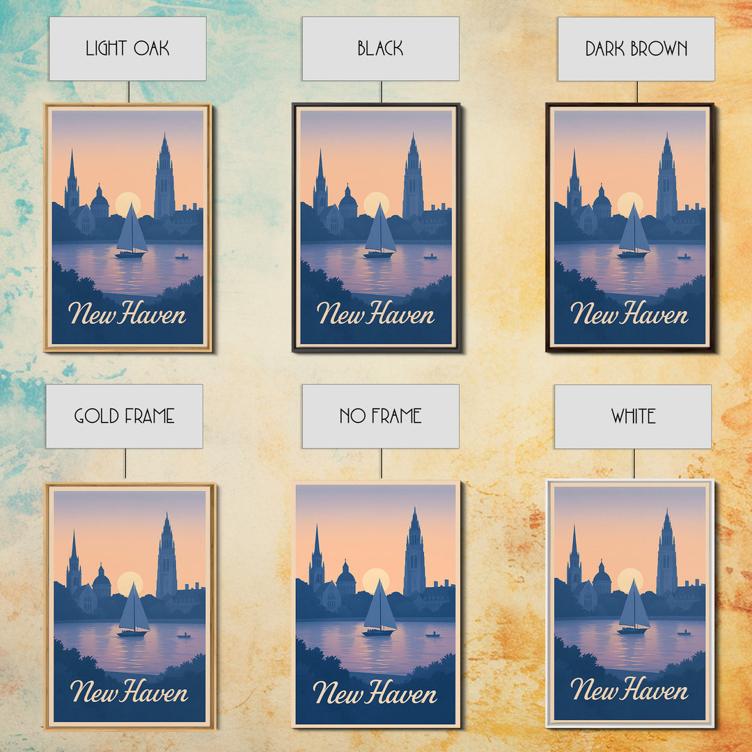 New Haven Travel Poster, Framed Canvas Print, Classic Travel Poster Art, New Haven City Art, Gift For Travelers, Vintage Travel Print
