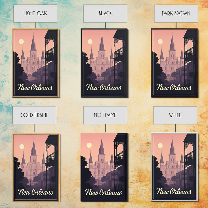 New Orleans Travel Poster, Canvas Print, Retro Sunset Skyline Art, New Orleans City Art, Vintage City Poster, City Illustration