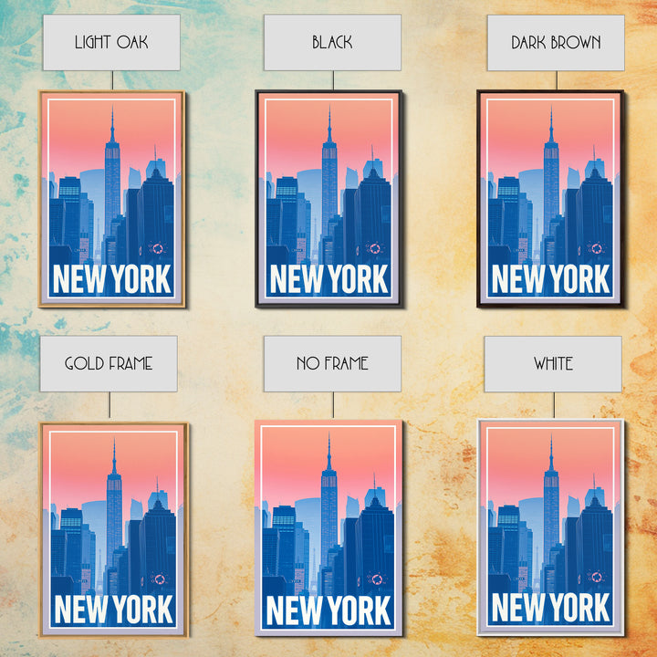 New York Travel Poster, Framed Canvas Print, Classic Travel Poster Art, New York City Art, Travel Poster Art, Watercolor Skyline
