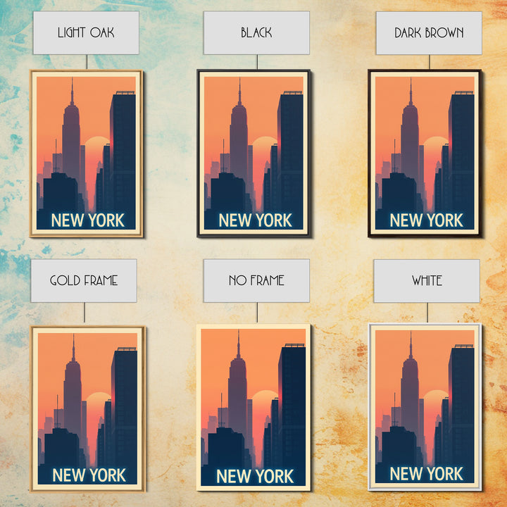 New York Travel Poster, Framed Canvas Print, Mid Century City Wall Art, New York City Art, Wanderlust Decor, Eclectic Wall Decor