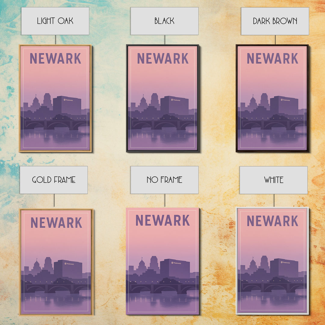 Newark New Jersey Travel Poster, Canvas Print, Mid Century City Wall Art, Newark Art Print, Watercolor City Skyline, Art Print