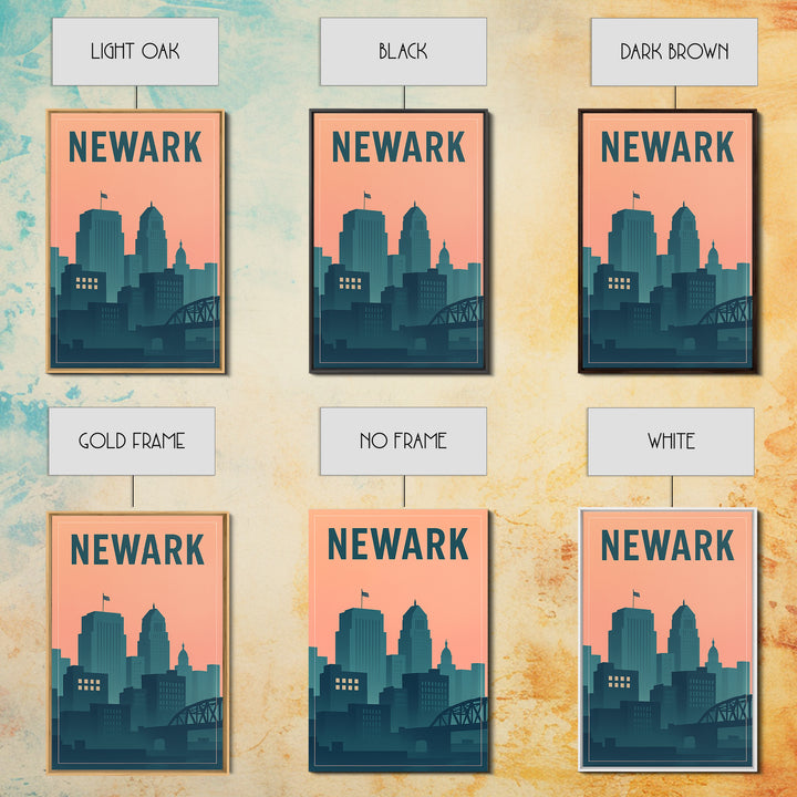 Newark Travel Poster, Canvas Print, Mid Century City Wall Art, Newark Art Print, Vintage City Art, Travel Art Print, City Illustration