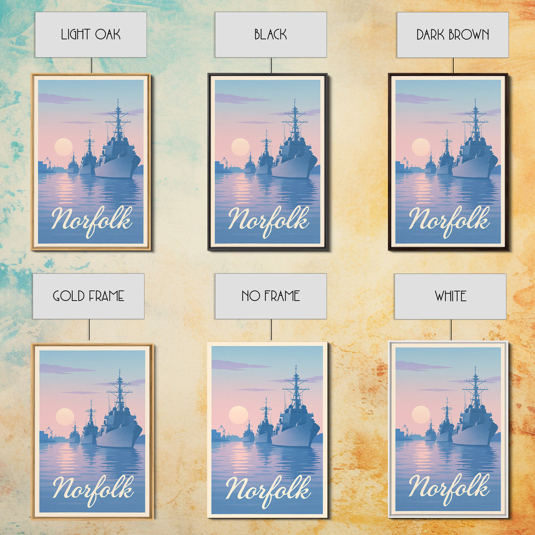 Norfolk Travel Poster, Framed Canvas Print, Classic Travel Poster Art, Norfolk Travel Art, City Art Print, Travel Poster Set, Art Print