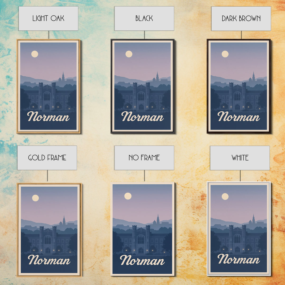 Norman Travel Poster, Framed Canvas Print, Classic Travel Poster Art, Norman City Art, Retro Travel Print, Mid Century Wall Art