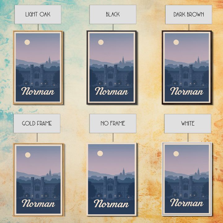Norman Travel Poster, Framed Canvas Print, Classic Travel Poster Art, Norman City Art, Retro Travel Print, Mid Century Wall Art