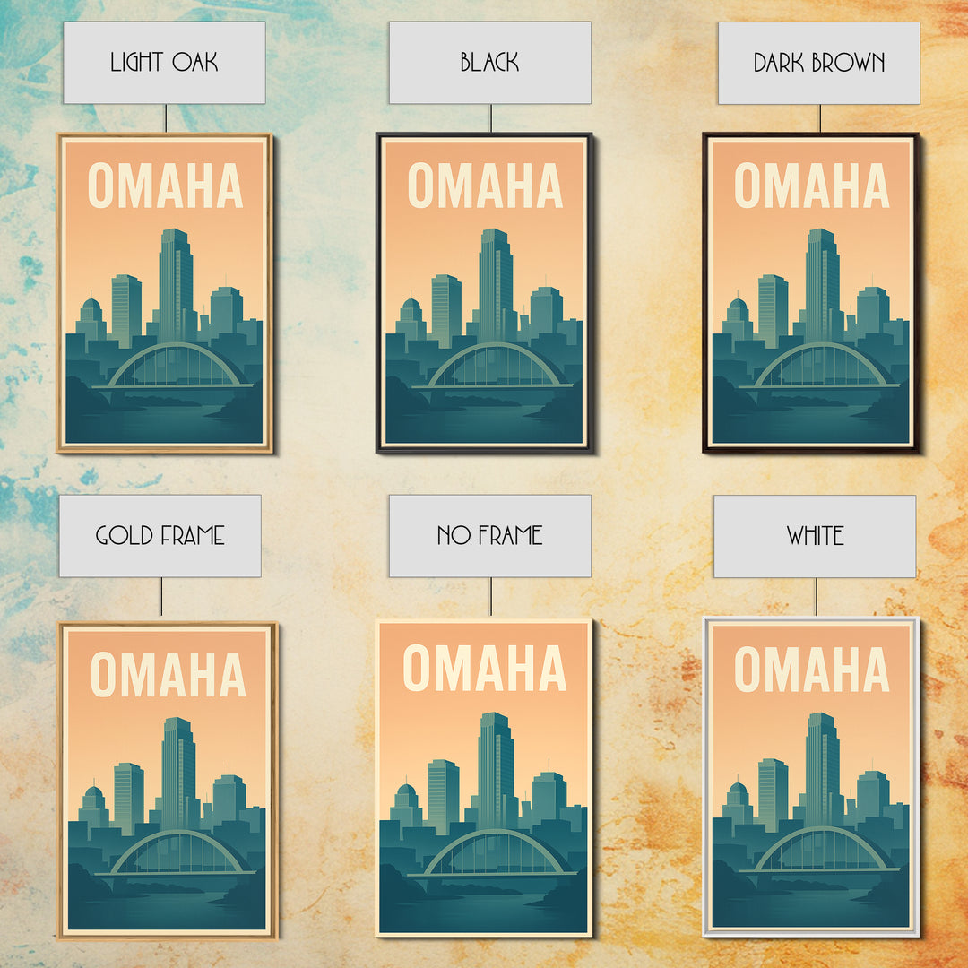 Omaha Travel Poster, Framed Canvas Print, Mid Century City Wall Art, Omaha Wall Art, Travel Wall Decor, Mid Century Wall Art, Wall Art