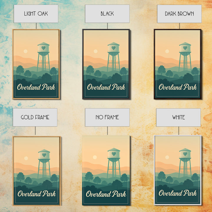 Overland Park Kansas Travel Poster, Canvas Print, Retro Sunset Skyline Art, Overland Park Art Print, Wanderlust Decor, Watercolor Cityscape