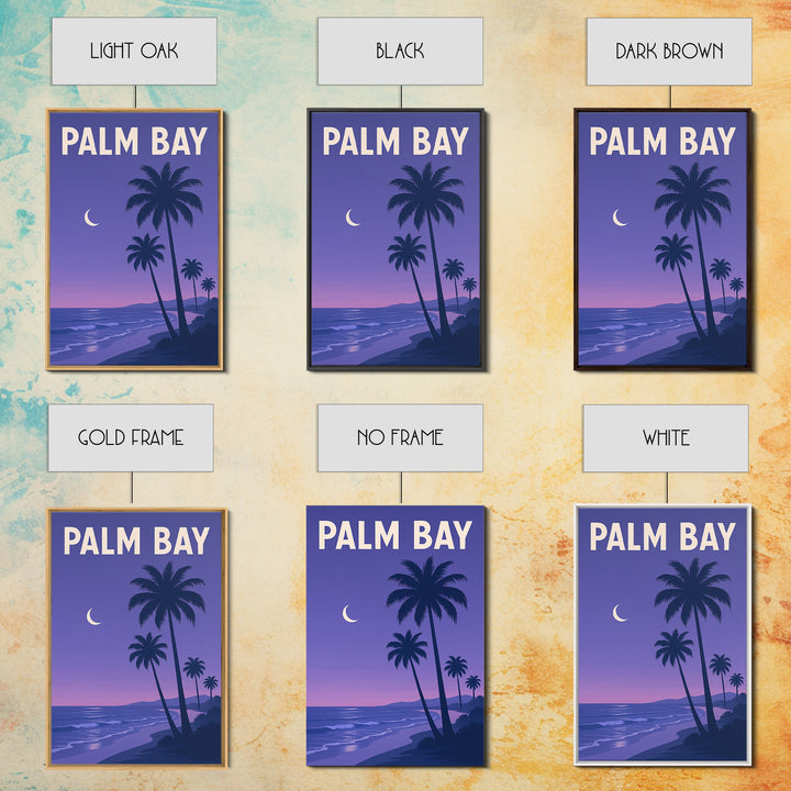 Palm Bay Florida Travel Poster, Canvas Print, Retro Sunset Skyline Art, Palm Bay Poster Print, Poster Art, Wanderlust Decor, Travel Gift
