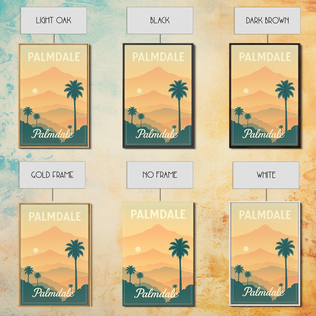 Palmdale California Travel Poster, Canvas Print, Retro Sunset Skyline Art, Palmdale Poster Print, Wanderlust Decor, Travel Art, City Poster