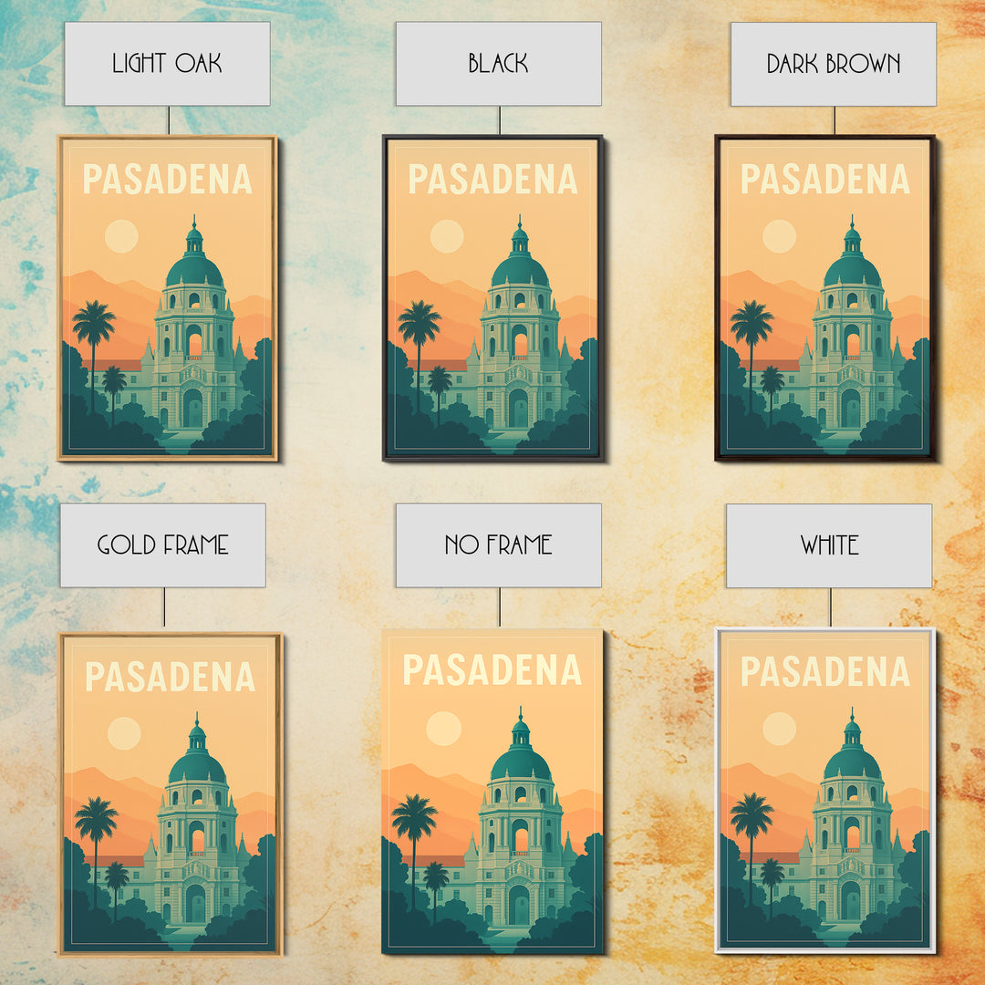 Pasadena Travel Poster, Canvas Print, Mid Century City Wall Art, Pasadena Poster Print, Travel Poster Art, Mid Century Wall Art