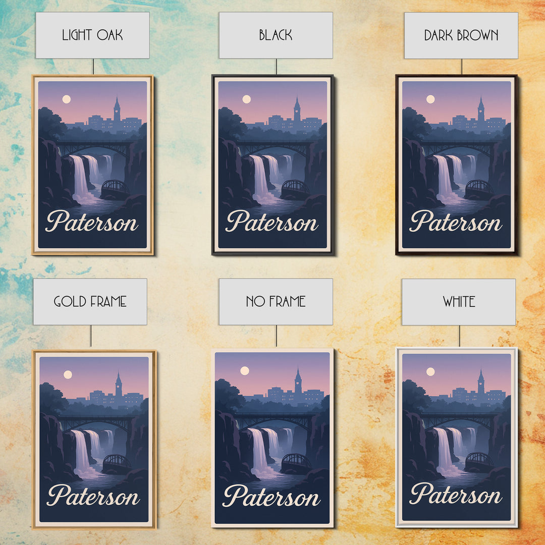 Paterson Travel Poster, Framed Canvas Print, Mid Century City Wall Art, Paterson Poster Print, Travel Poster Set, Gift For Travelers