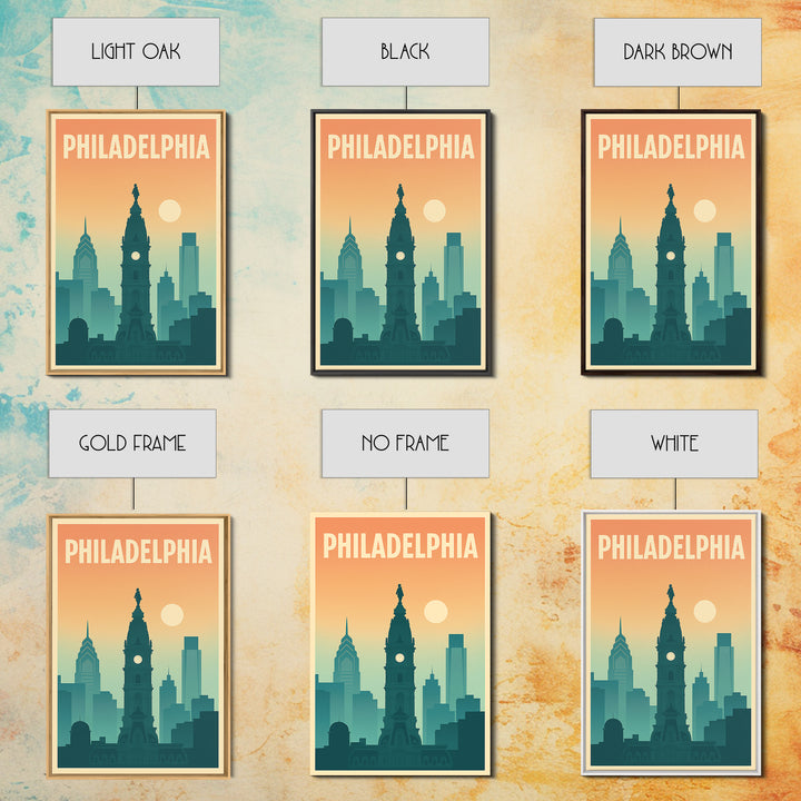 Philadelphia Pennsylvania Travel Poster, Canvas Print, Classic Travel Poster Art, Philadelphia Wall Art, Office Decor, Eclectic Wall Decor