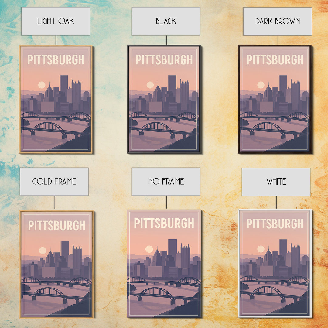 Pittsburgh Pennsylvania Travel Poster, Canvas Print, Classic Poster Art, Pittsburgh Wall Art, Mid Century Wall Art, City Art Print, Wall Art