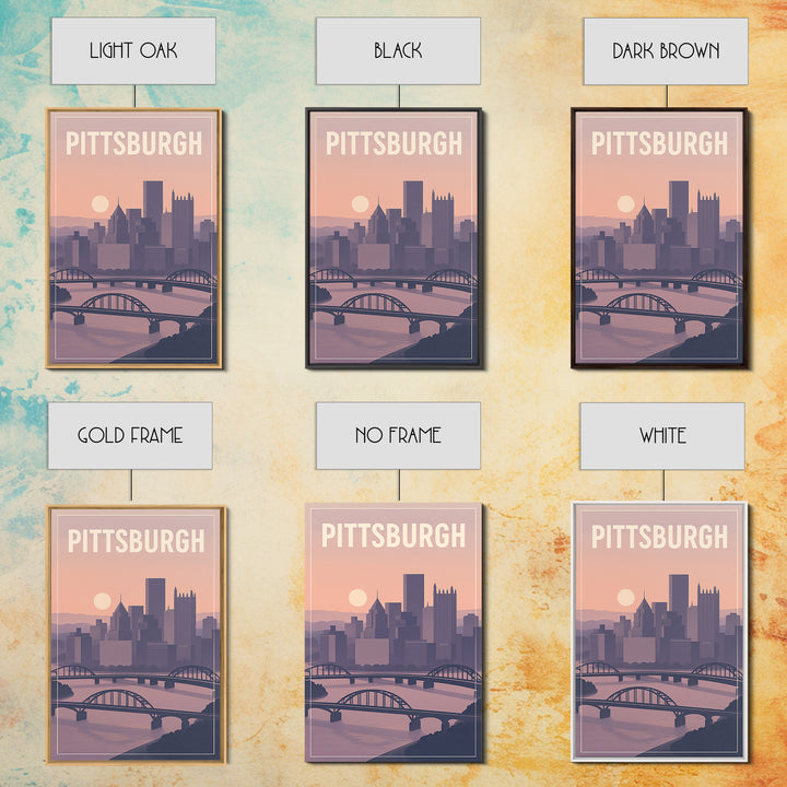Pittsburgh Pennsylvania Travel Poster, Canvas Print, Classic Poster Art, Pittsburgh Wall Art, Mid Century Wall Art, City Art Print, Wall Art