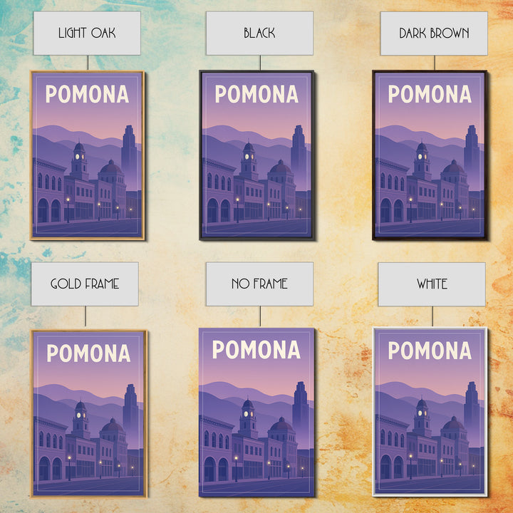 Pomona California Travel Poster, Canvas Print, Classic Travel Poster Art, Pomona City Art, Wall Art, Wanderlust Decor, City Art Print
