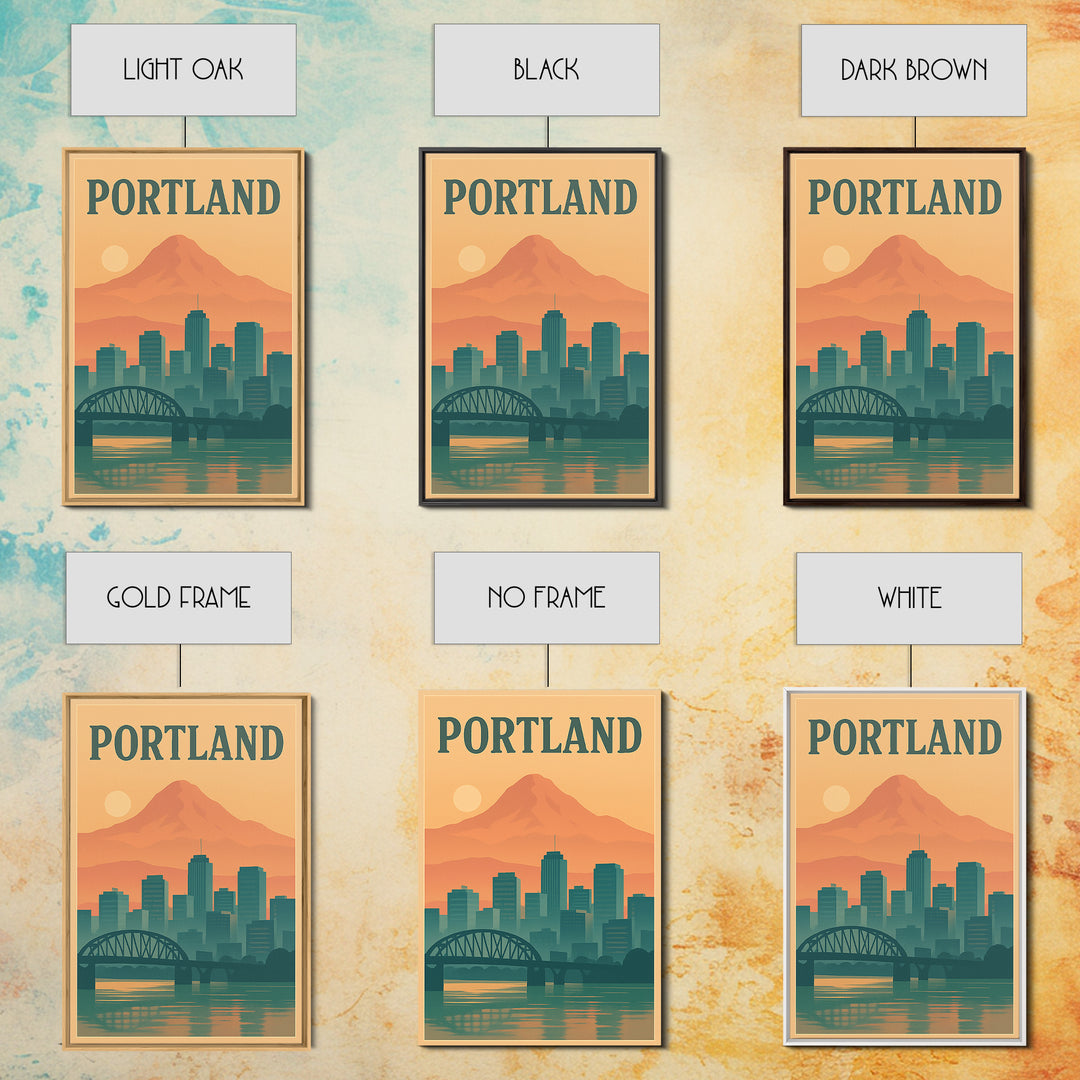 Portland Travel Poster, Framed Canvas Print, Mid Century City Wall Art, Portland Poster Print, Fine Art Print, Vintage Travel Art