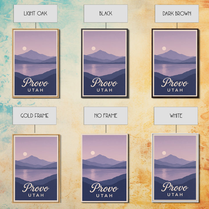 Provo Travel Poster, Framed Canvas Print, Classic Travel Poster Art, Provo Poster Print, Vintage City Art, Vintage Travel Art, Wall Art