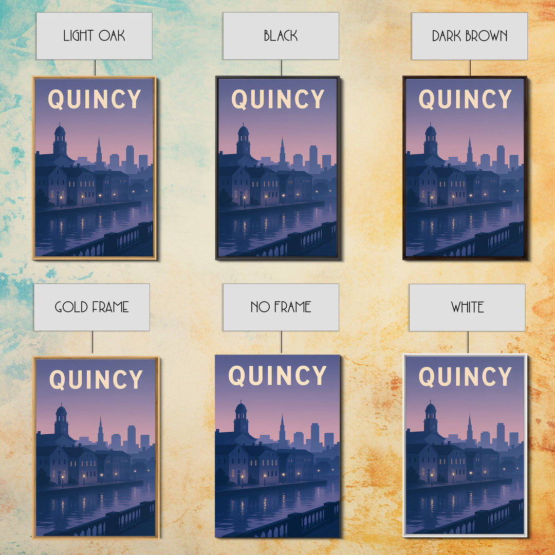 Quincy Massachusetts Travel Poster, Canvas Print, Vintage Poster Art, Quincy Wall Art, City Art Print, Travel Wall Art, Travel Poster Art