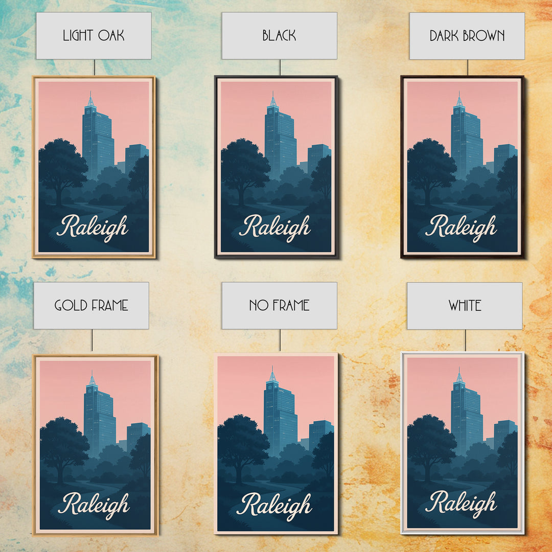 Raleigh Travel Poster, Framed Canvas Print, Classic Travel Poster Art, Raleigh Wall Art, Travel Poster Art, Vintage Travel Art