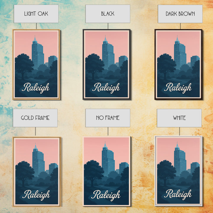 Raleigh Travel Poster, Framed Canvas Print, Classic Travel Poster Art, Raleigh Wall Art, Travel Poster Art, Vintage Travel Art