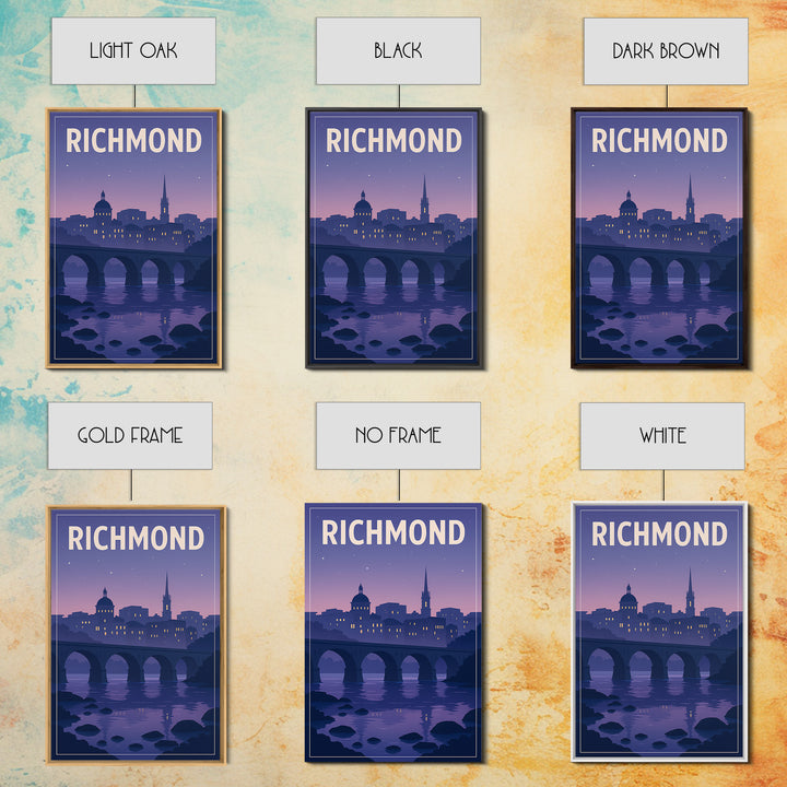 Richmond Travel Poster, Canvas Print, Retro Sunset Skyline Art, Richmond City Art, Vintage City Art, Vintage Travel Print, Landscape Art