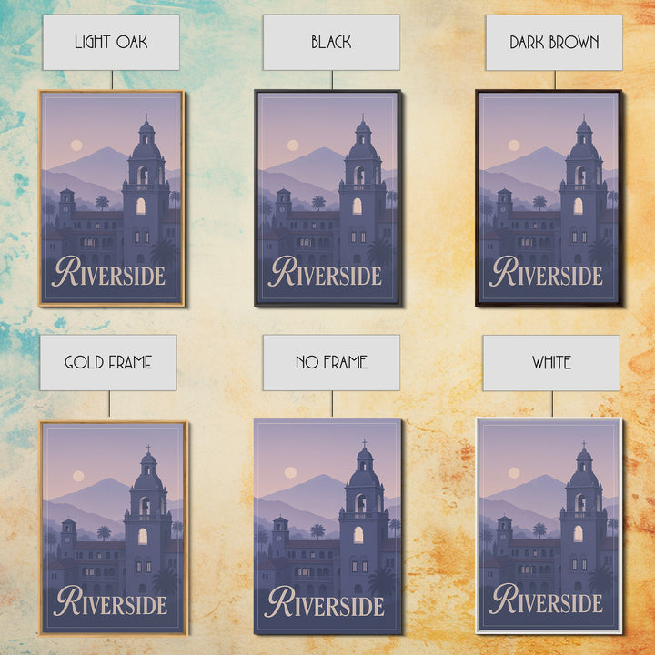 Riverside Travel Poster, Framed Canvas Print, Classic Travel Poster Art, Riverside Wall Art, Eclectic Wall Decor, City Illustration