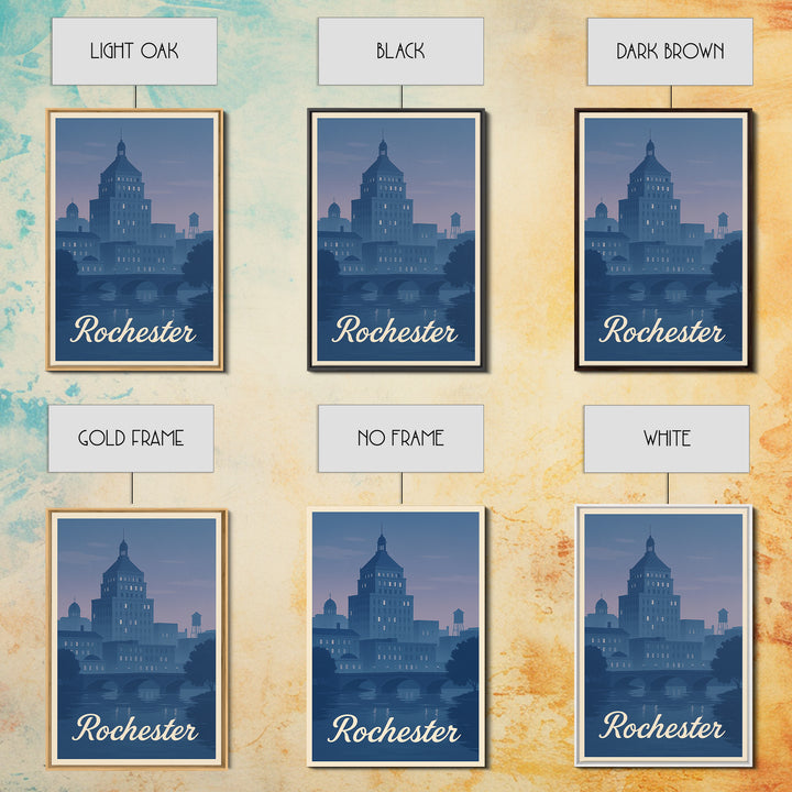 Rochester Travel Poster, Framed Canvas Print, Vintage Travel Poster Art, Rochester City Art, City Travel Prints, Vintage City Poster