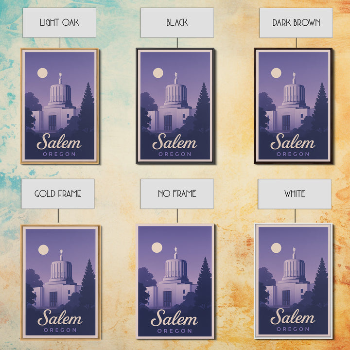 Salem Travel Poster, Canvas Print, Retro Sunset Skyline Art, Salem Art Print, City Illustration, Mid Century Wall Art, Travel Wall Decor